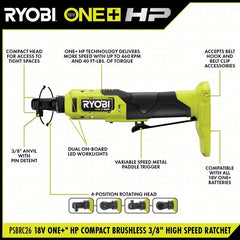 18V ONE+™ HP COMPACT BRUSHLESS 3/8" High Speed Ratchet