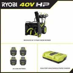 40V HP Brushless Whisper Series 24” Two-Stage Snow Blower Kit