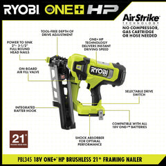 18V ONE+ HP BRUSHLESS AIRSTRIKE 21° FRAMING NAILER KIT
