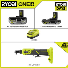 18V ONE+ 4Ah & 2Ah LITHIUM HIGH PERFORMANCE STARTER KIT WITH FREE 18V ONE+ 3/8" RATCHET